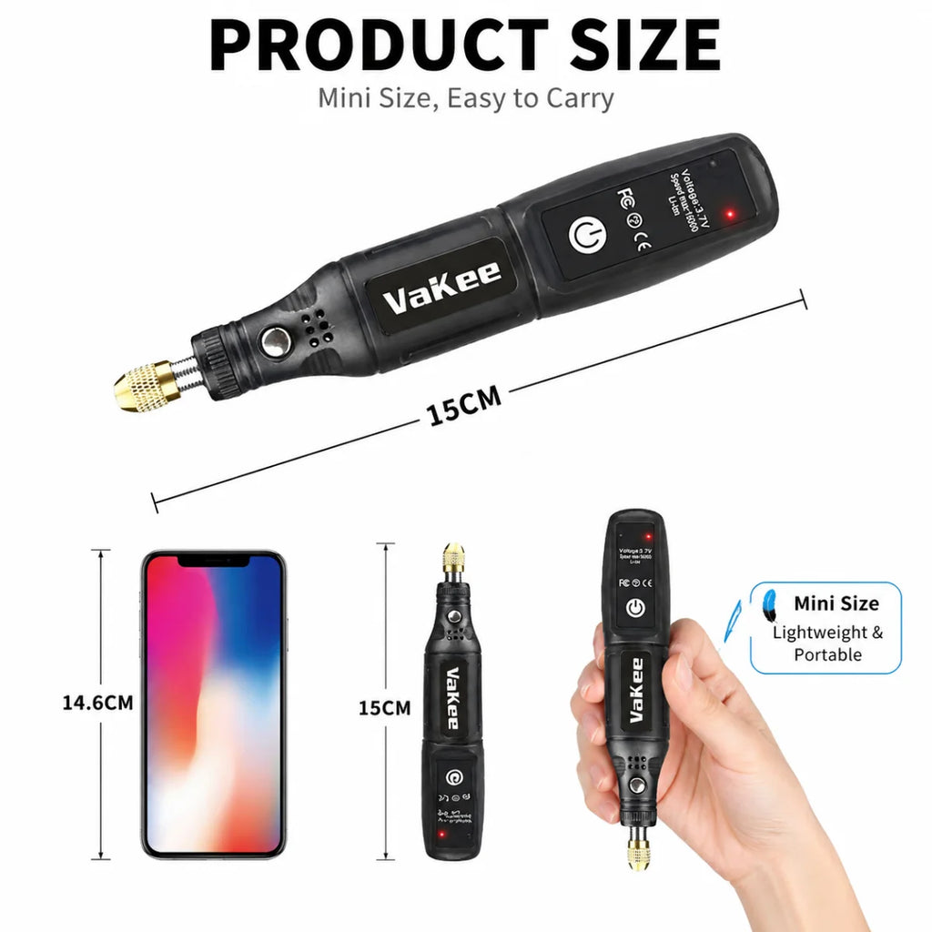Mini taladro y grabador rotativo USB recargable (para makers)