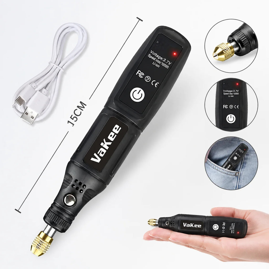Mini taladro y grabador rotativo USB recargable (para makers)