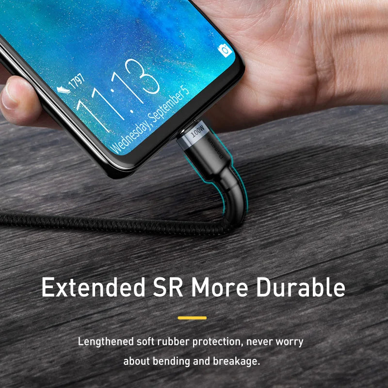 Cable Baseus USB-C a USB-C 100W carga rápida