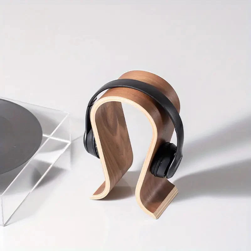 Soporte de madera para audífonos (diseño en U)