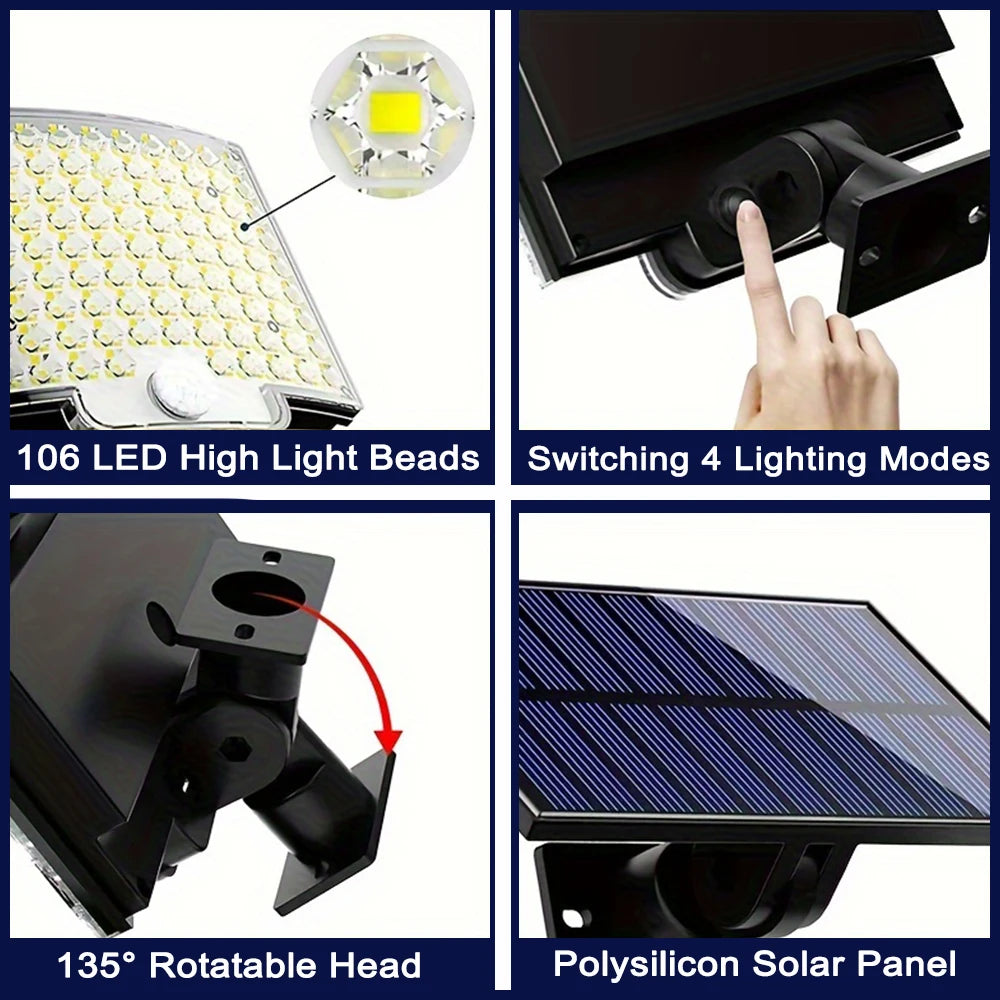 Reflector solar 106 LED con sensor de movimiento y control (exterior)