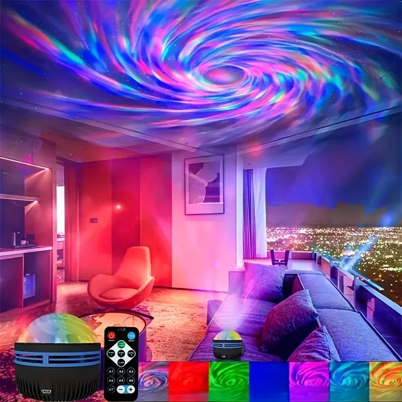 Proyector de galaxia y aurora LED (USB, control remoto)
