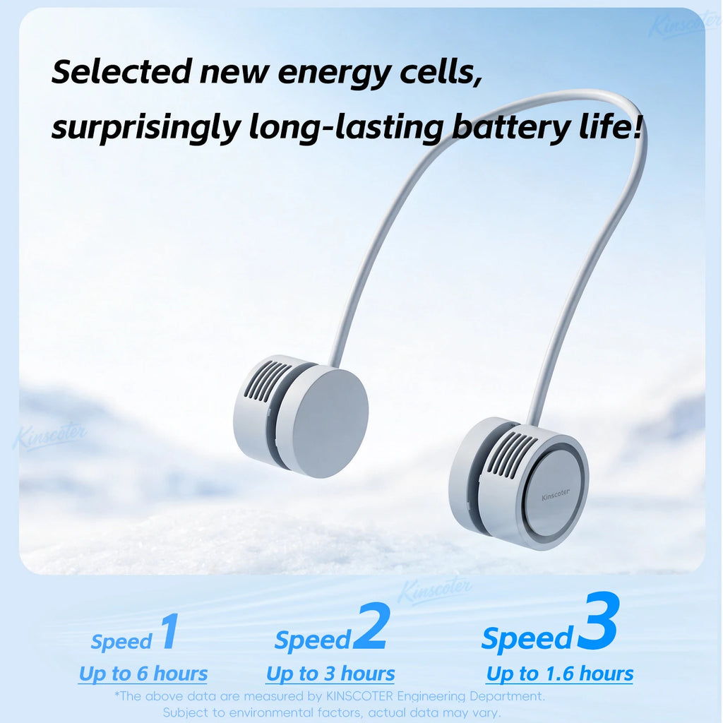 Abanico de cuello portátil recargable 1600 mAh (manos libres)