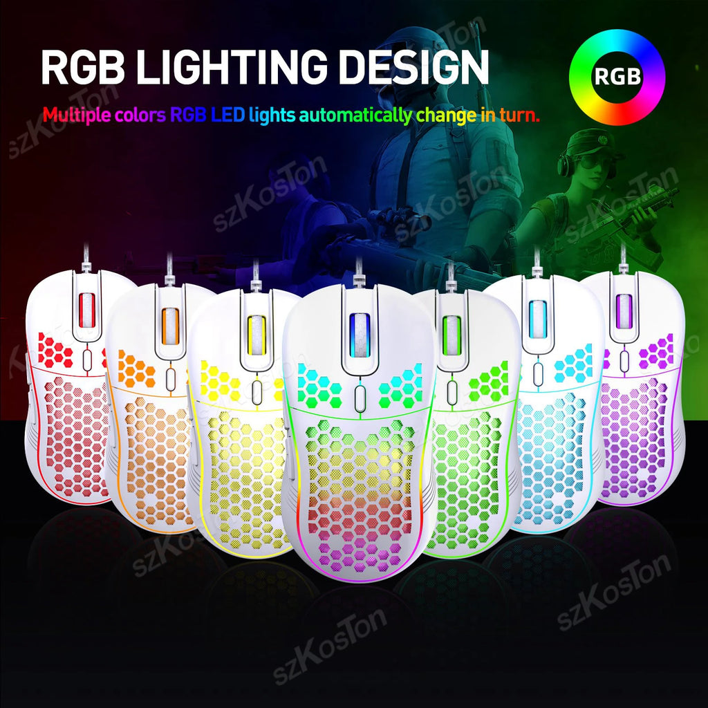 Mouse gamer RGB 7200 DPI (con cable o inalámbrico)