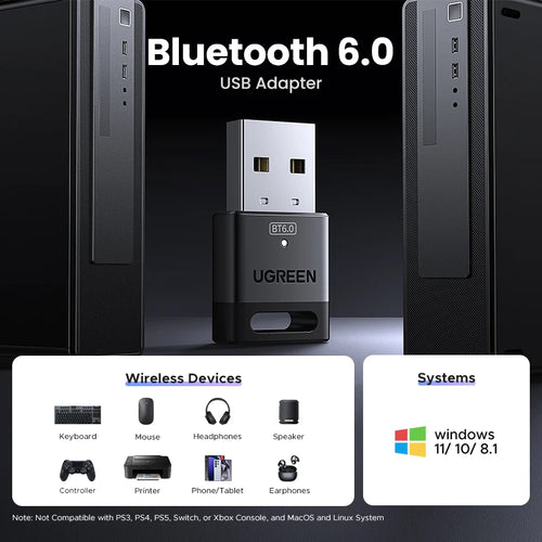 Adaptador USB Bluetooth 6.0 para PC (controles, audífonos, teclados)
