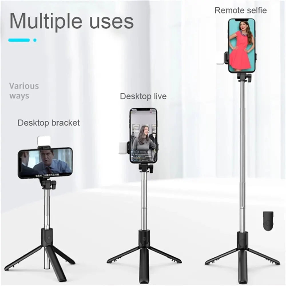 Selfie stick trípode Bluetooth con control remoto y luz