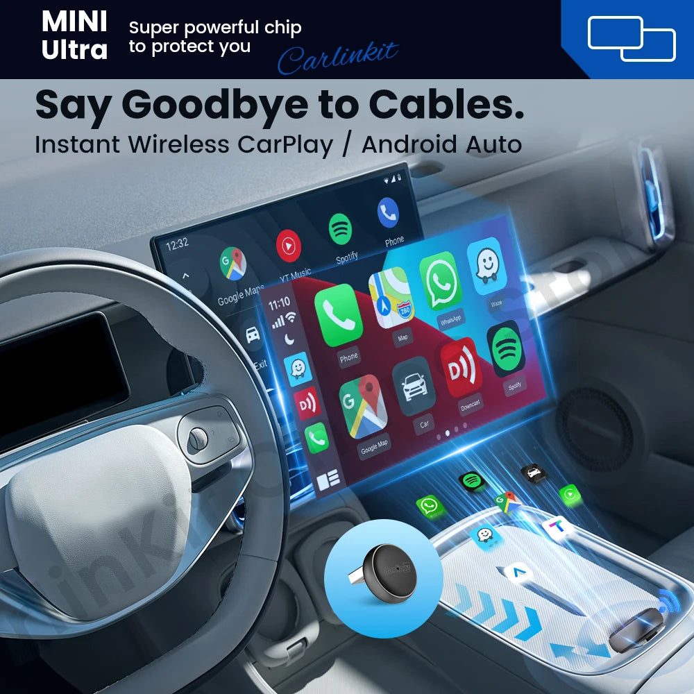 Adaptador CarPlay y Android Auto inalámbrico CarlinKit Mini Ultra 3