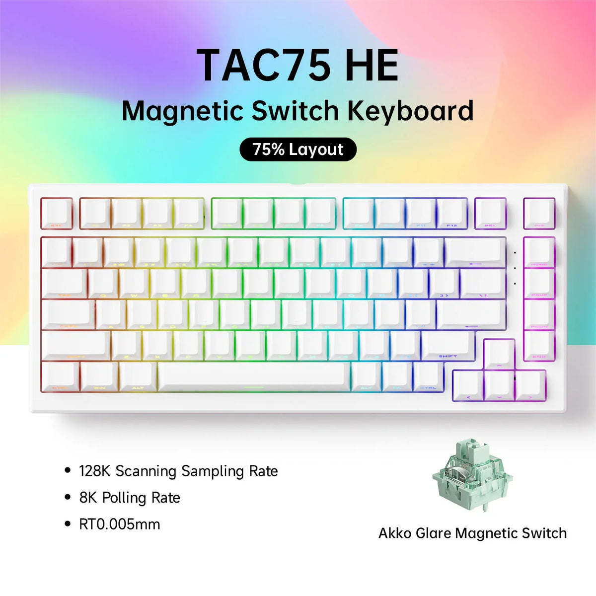 Teclado magnético AKKO TAC75 HE (Rapid Trigger, 8K, RGB)