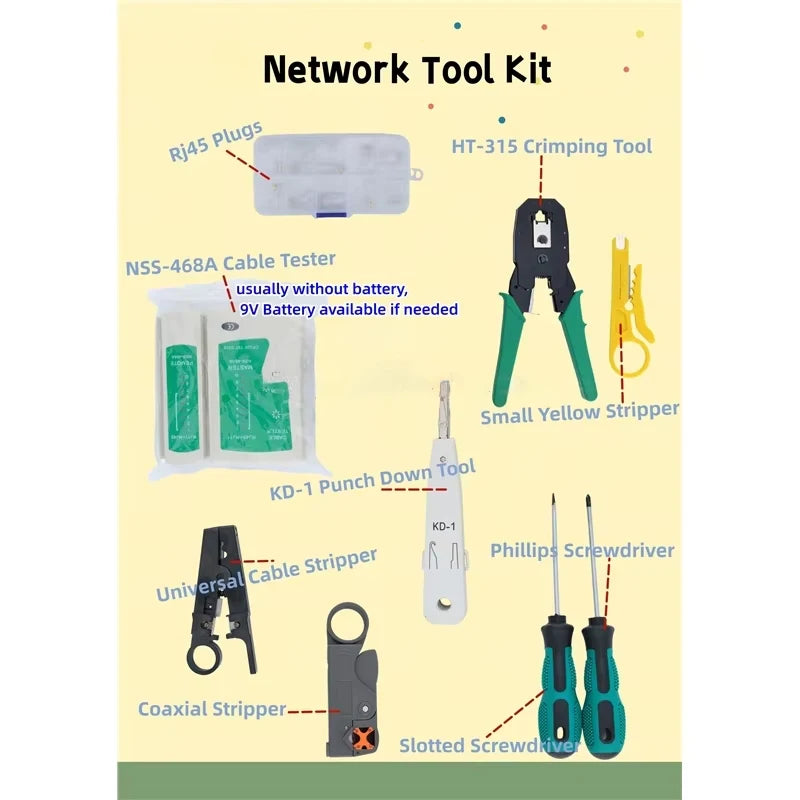 Kit de herramientas de red completo con estuche