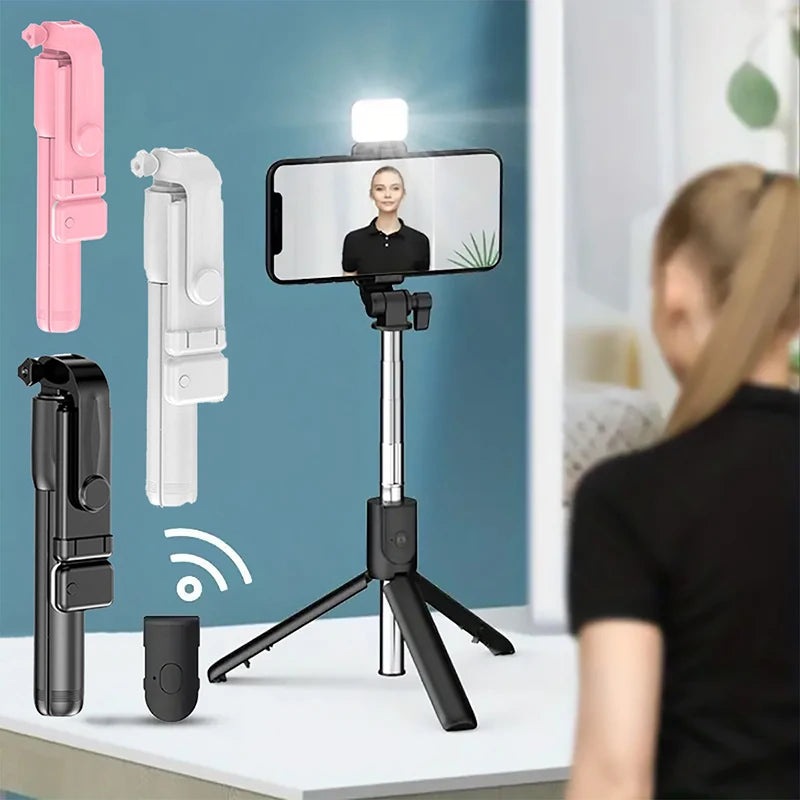 Selfie stick trípode Bluetooth con control remoto y luz