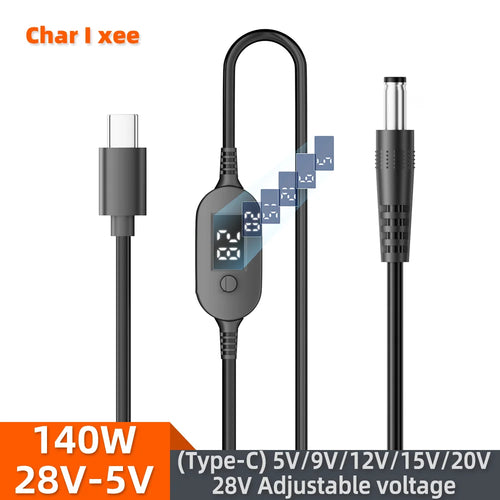 Cable USB-C a DC con voltaje ajustable (para routers y laptops)