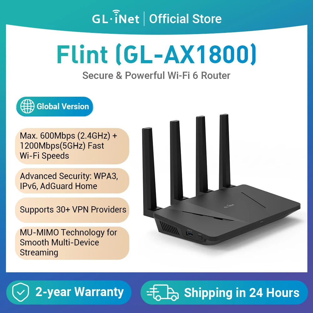 Router GL.iNet Flint AX1800 WiFi 6 (OpenWrt, VPN)