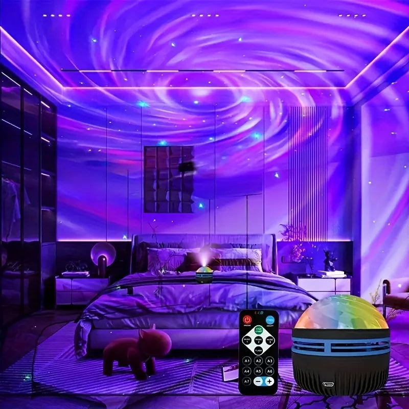 Proyector de galaxia y aurora LED (USB, control remoto)