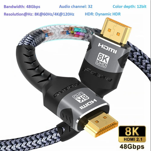 Cable HDMI 2.1 8K trenzado (4K 120Hz para PS5, Xbox y PC)
