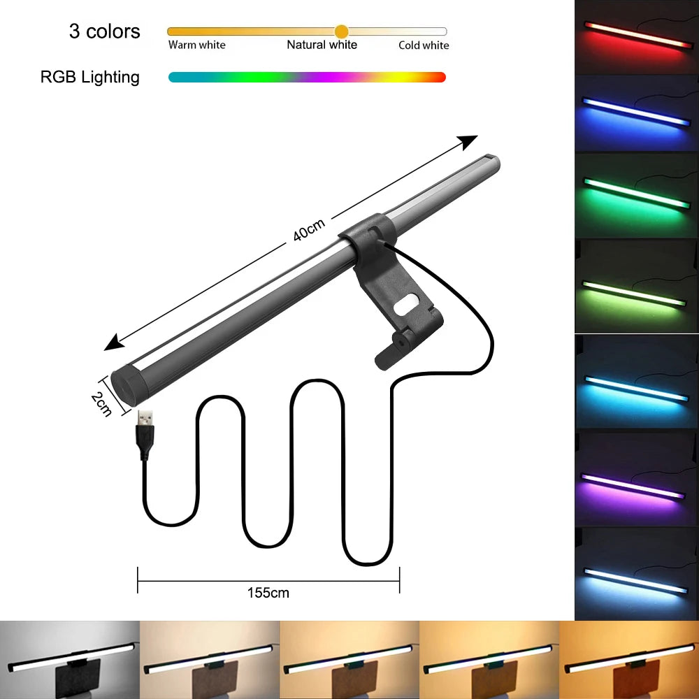 Barra de luz RGB para monitor (ambiente gamer, regulable)
