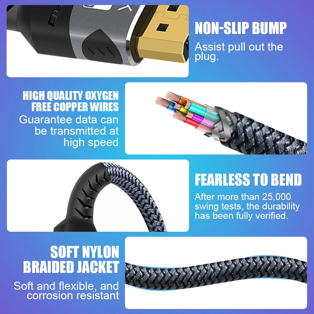 Cable HDMI 2.1 8K trenzado (4K 120Hz para PS5, Xbox y PC)