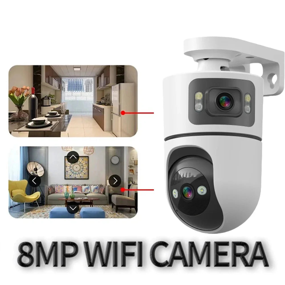 Cámara WiFi interior 8MP doble lente (bebés, mascotas y casa)