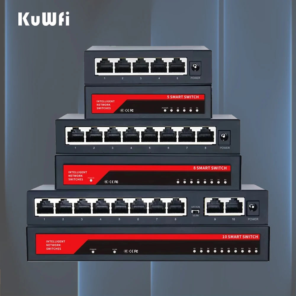 Switch PoE gigabit 5/8/10 puertos para cámaras