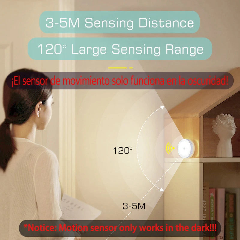 Luz LED con sensor de movimiento recargable (clóset, gradas, cocina)