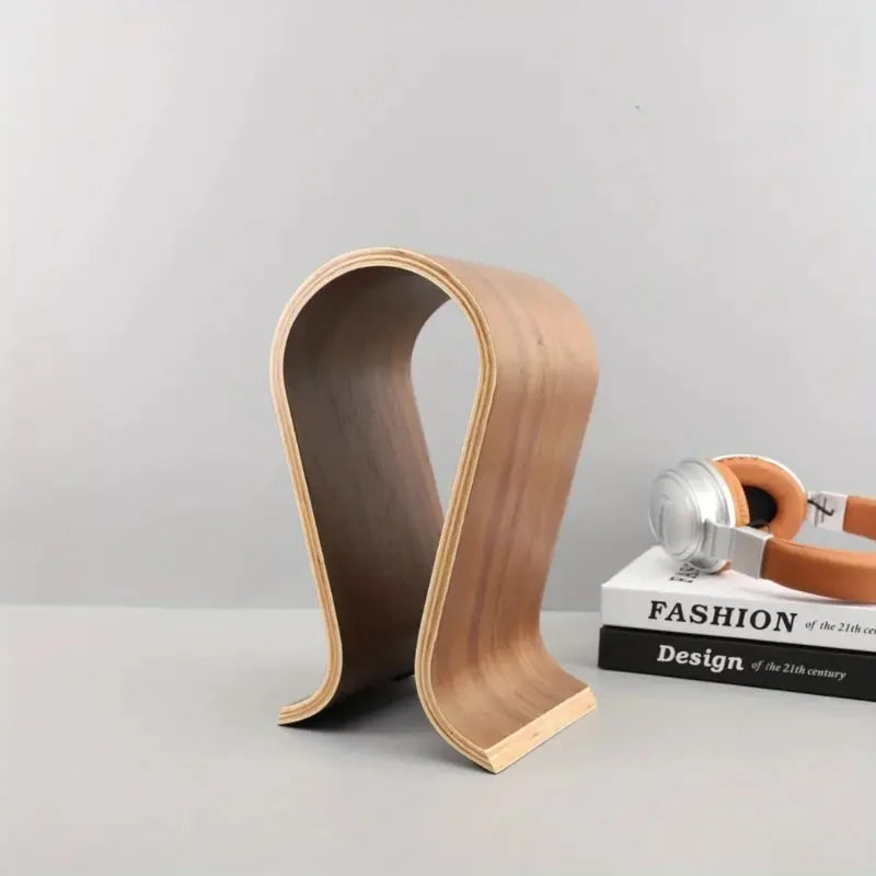 Soporte de madera para audífonos (diseño en U)