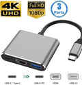 Hub USB-C 3 en 1: HDMI 4K + USB 3.0 + carga 100W