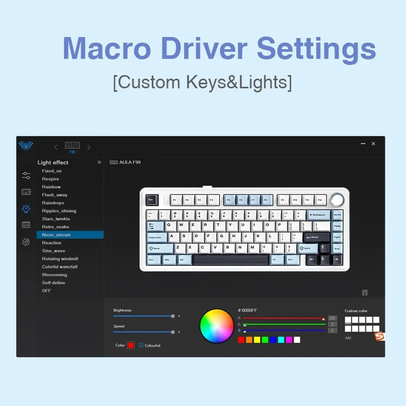 Teclado mecánico AULA F75 inalámbrico (gasket, RGB)