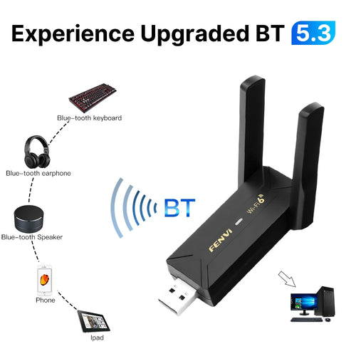Adaptador USB WiFi 6 + Bluetooth 5.3 (sin drivers)