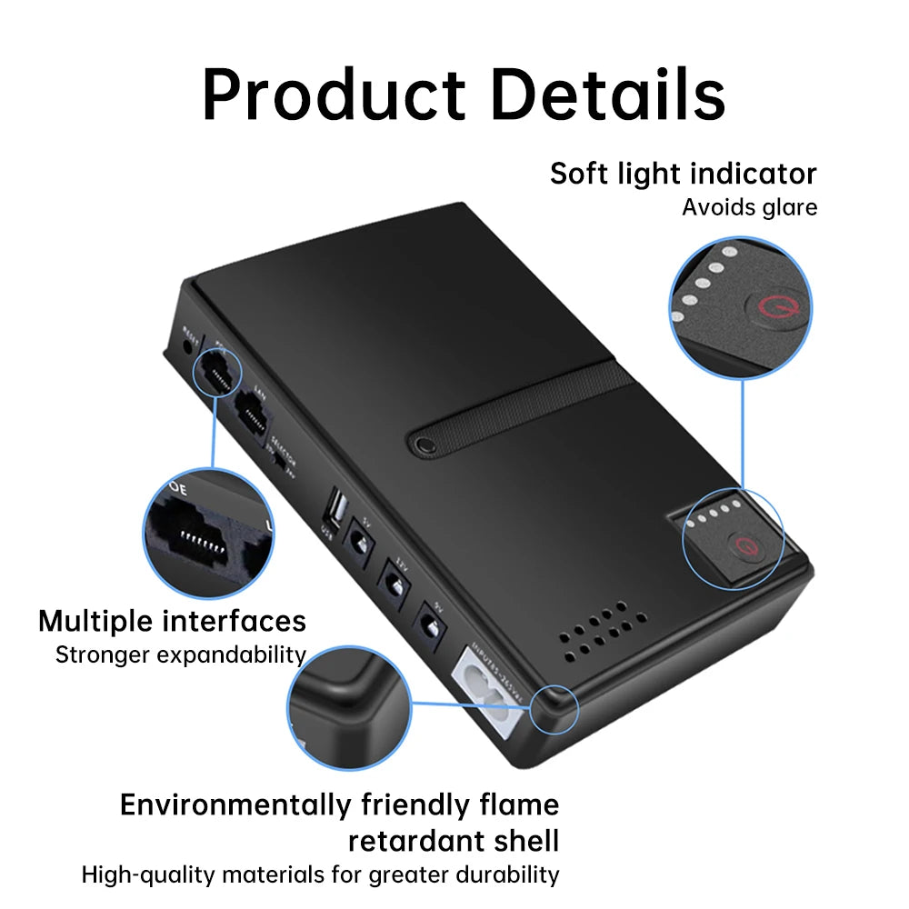 Mini UPS para router y módem (5V/9V/12V)