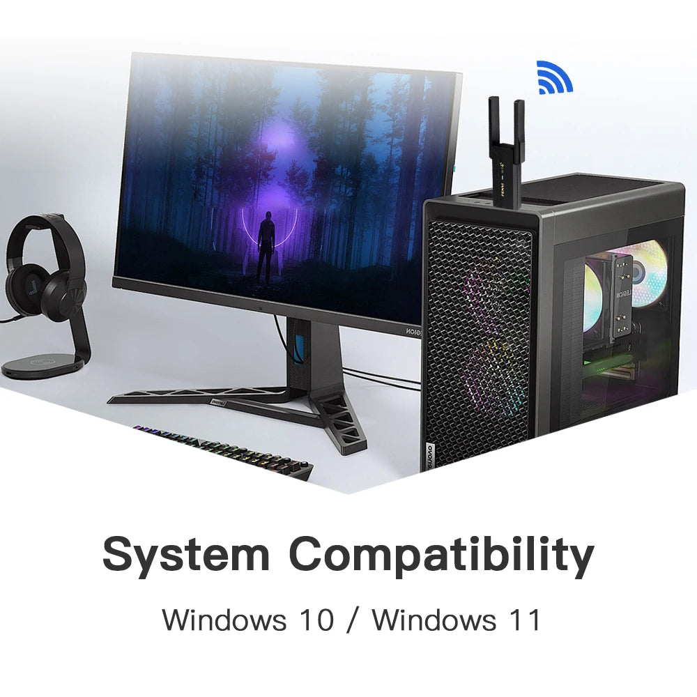 Adaptador USB WiFi 6 + Bluetooth 5.3 (sin drivers)