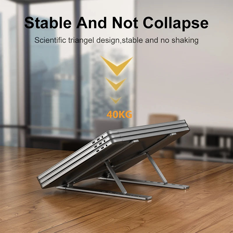 Soporte de aluminio para laptop ajustable y plegable