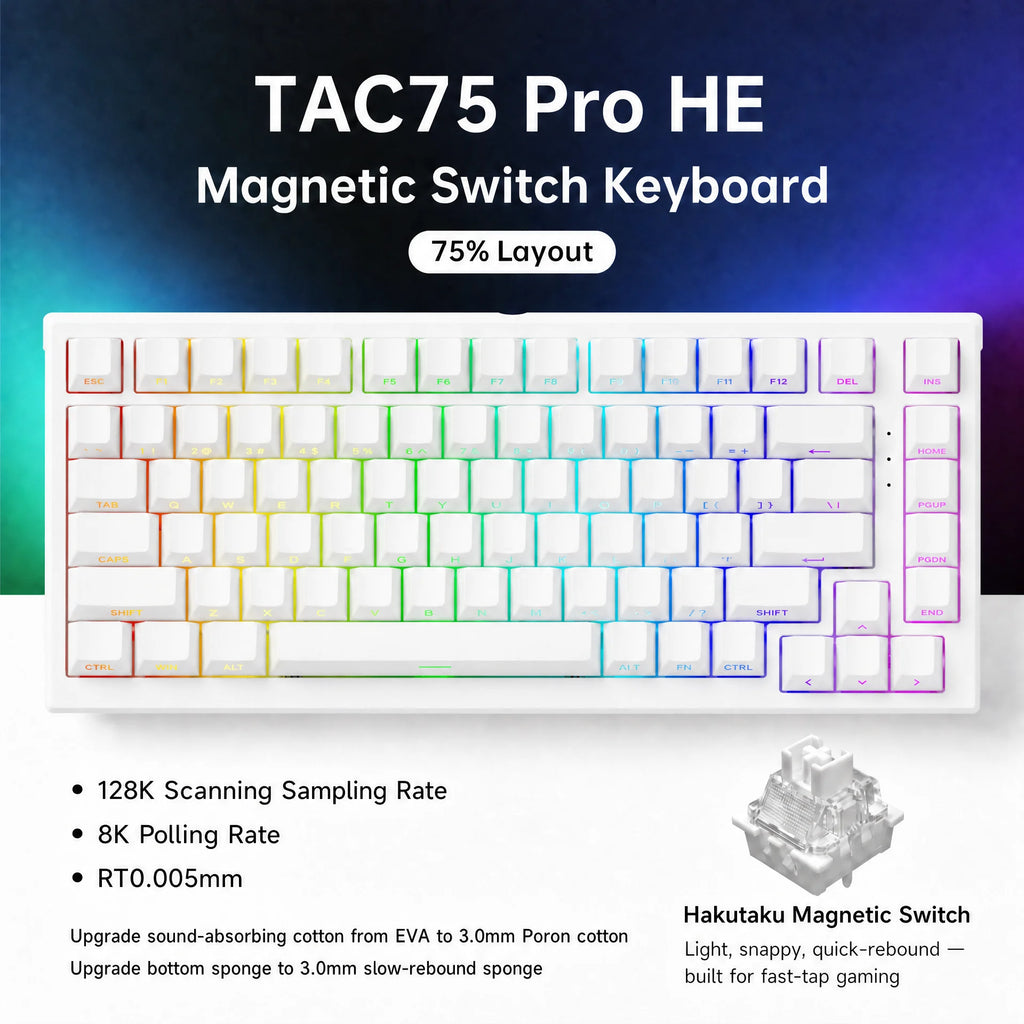 Teclado magnético AKKO TAC75 HE (Rapid Trigger, 8K, RGB)