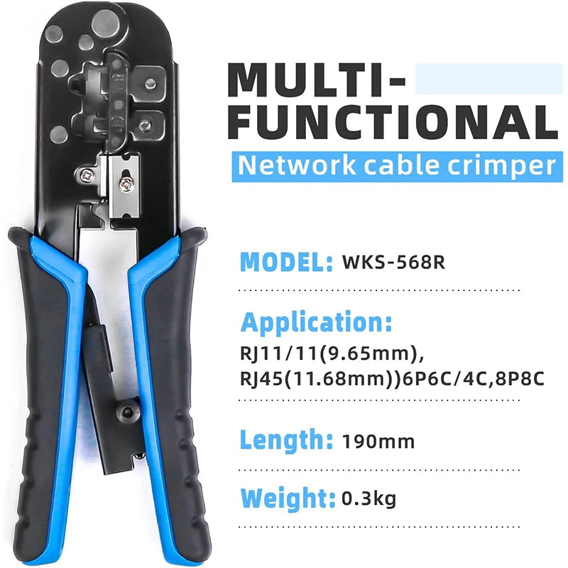 Kit crimpadora RJ45 Cat6 con conectores y tester