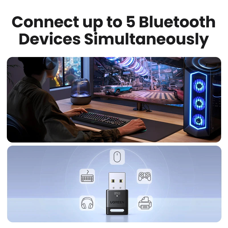 Adaptador USB Bluetooth 6.0 para PC (controles, audífonos, teclados)