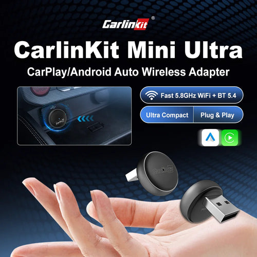 Adaptador CarPlay y Android Auto inalámbrico CarlinKit Mini Ultra 3