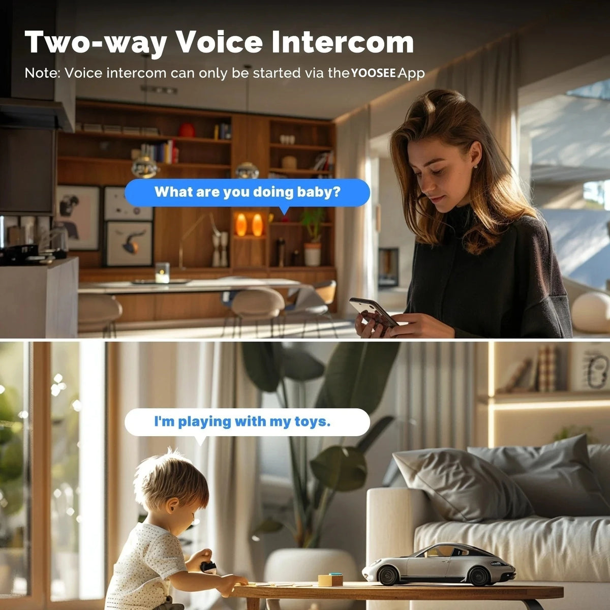 Cámara WiFi interior 8MP doble lente (bebés, mascotas y casa)