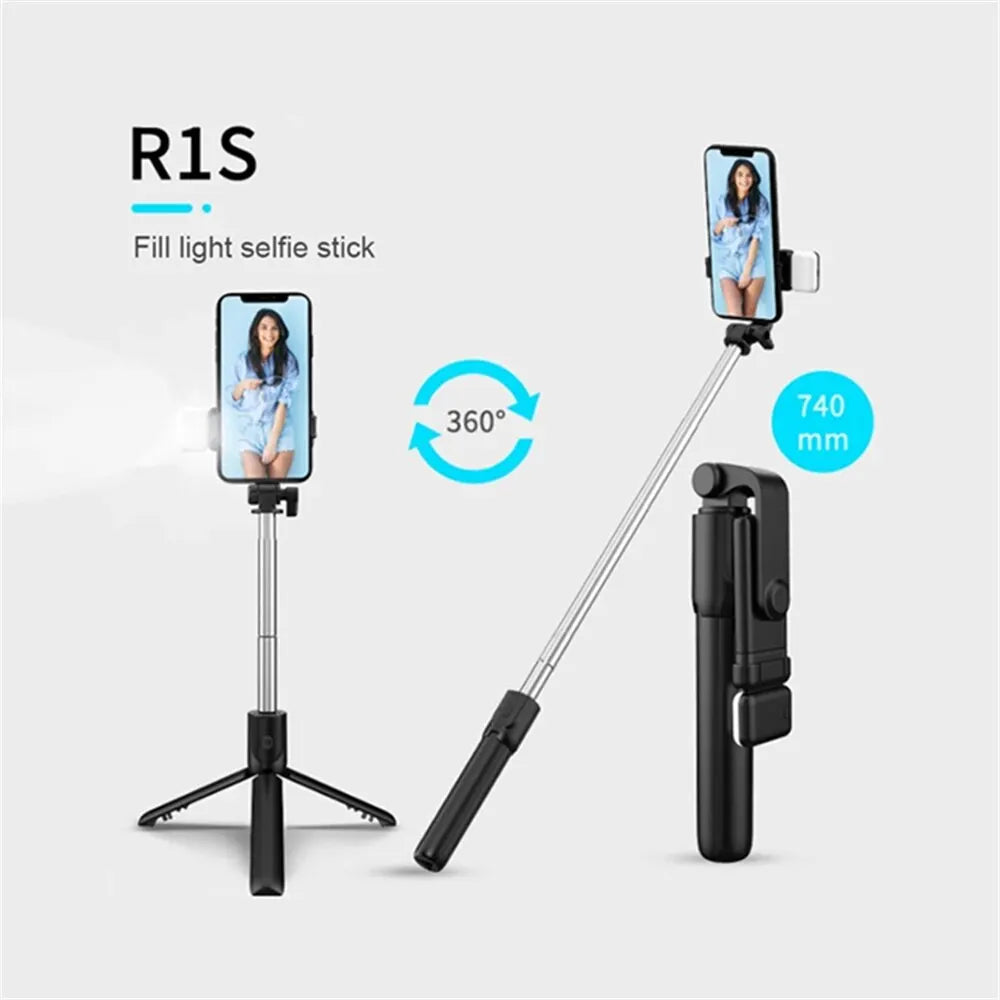 Selfie stick trípode Bluetooth con control remoto y luz