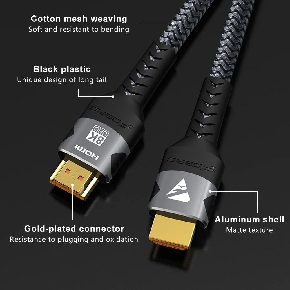 Cable HDMI 2.1 8K trenzado (4K 120Hz para PS5, Xbox y PC)