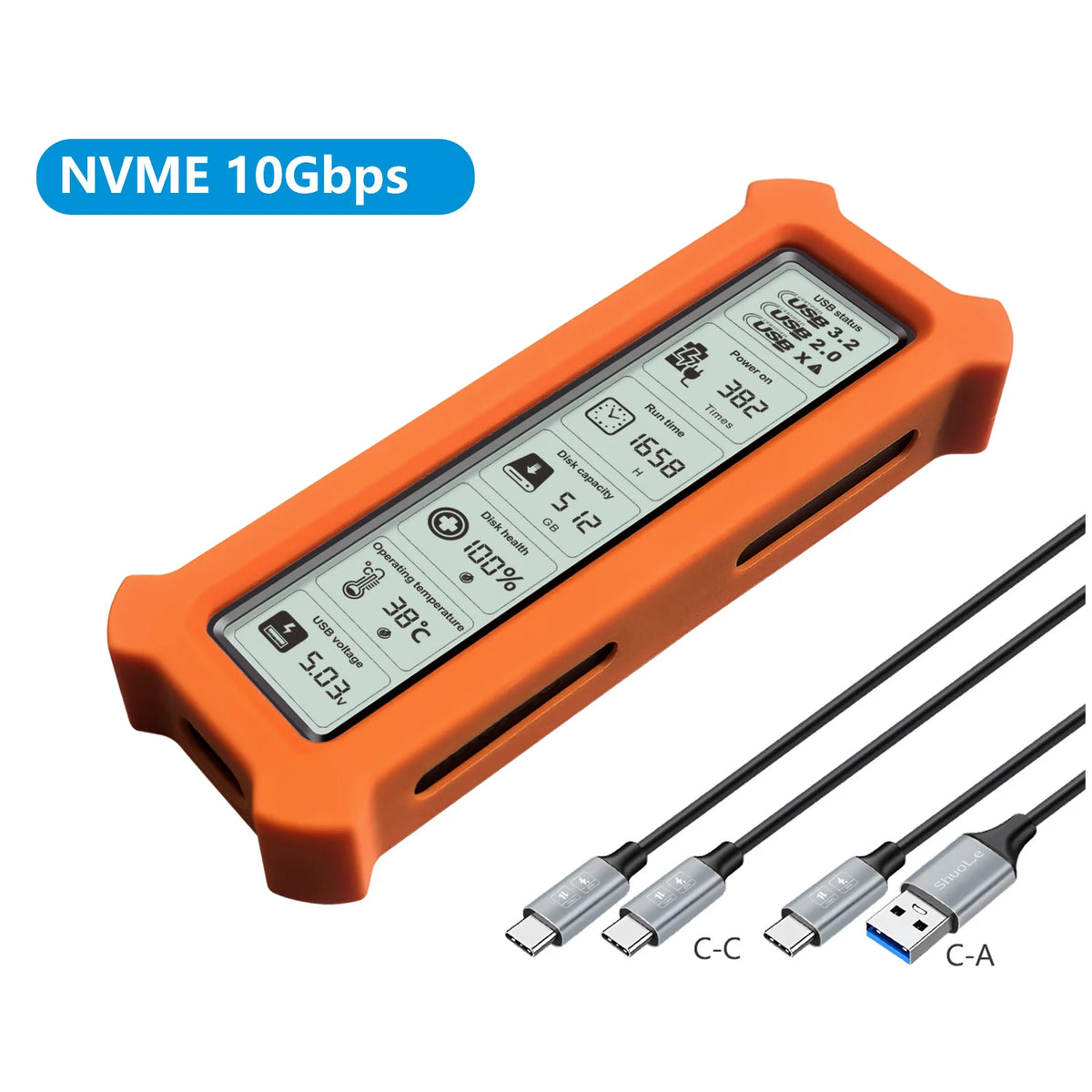 Case externo M.2 NVMe 10 Gbps transparente