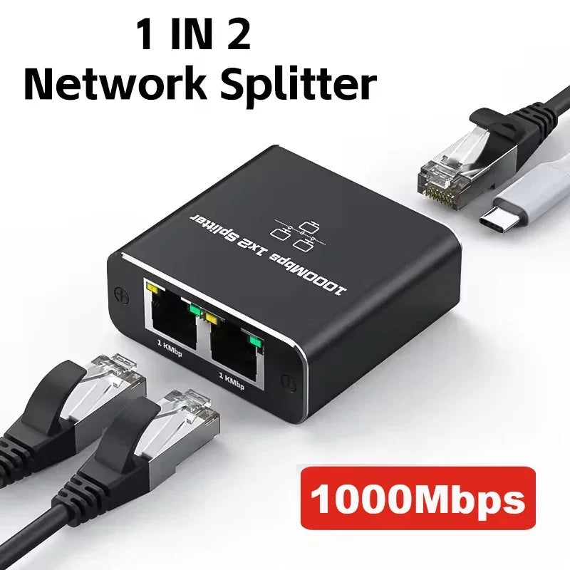 Divisor de red gigabit RJ45 (1 a 2 o 1 a 4)