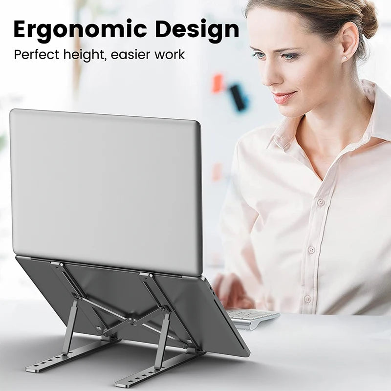 Soporte de aluminio para laptop ajustable y plegable