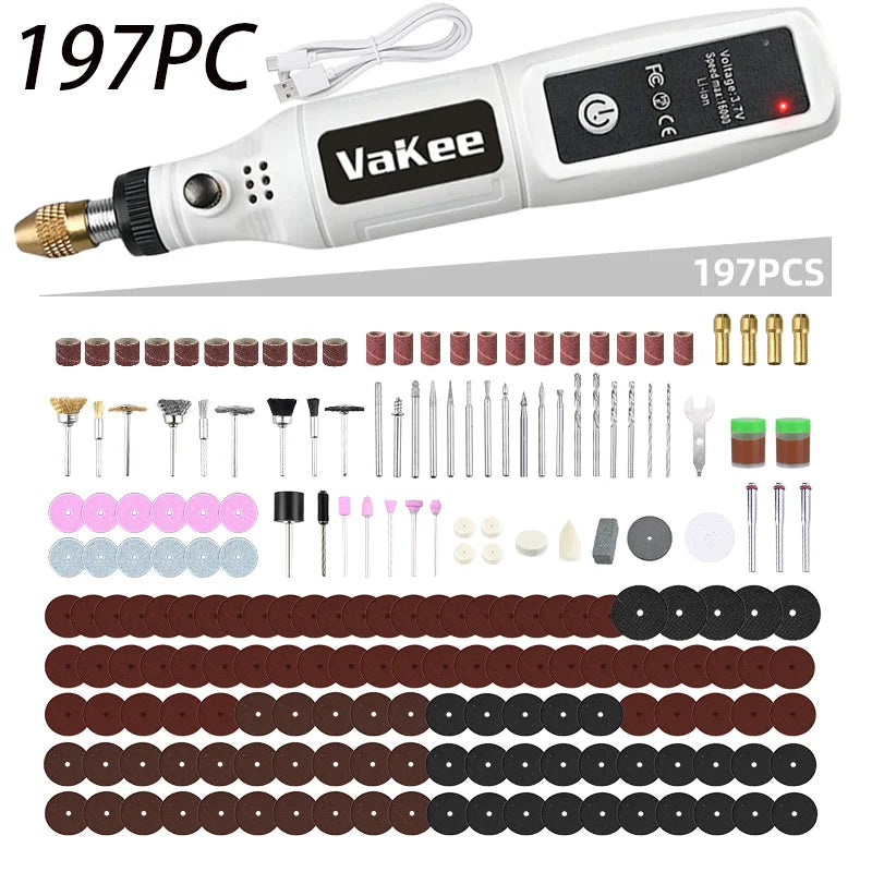 Mini taladro y grabador rotativo USB recargable (para makers)