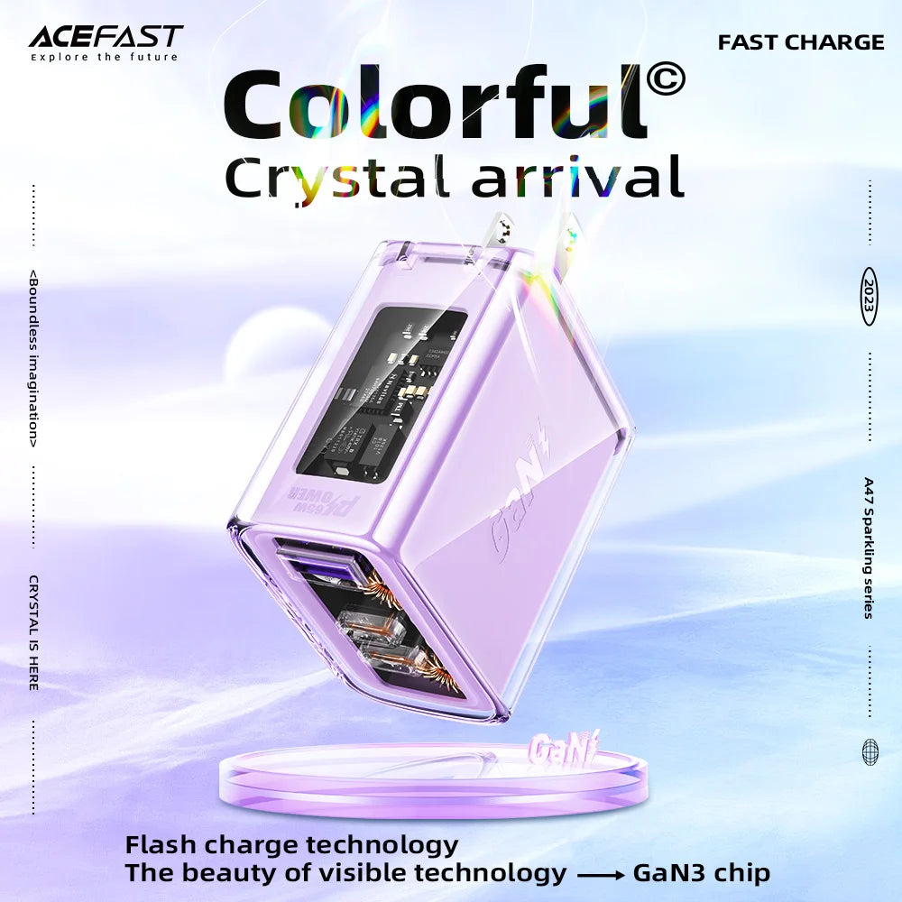 Cargador ACEFAST GaN 65W doble USB-C (enchufe US)
