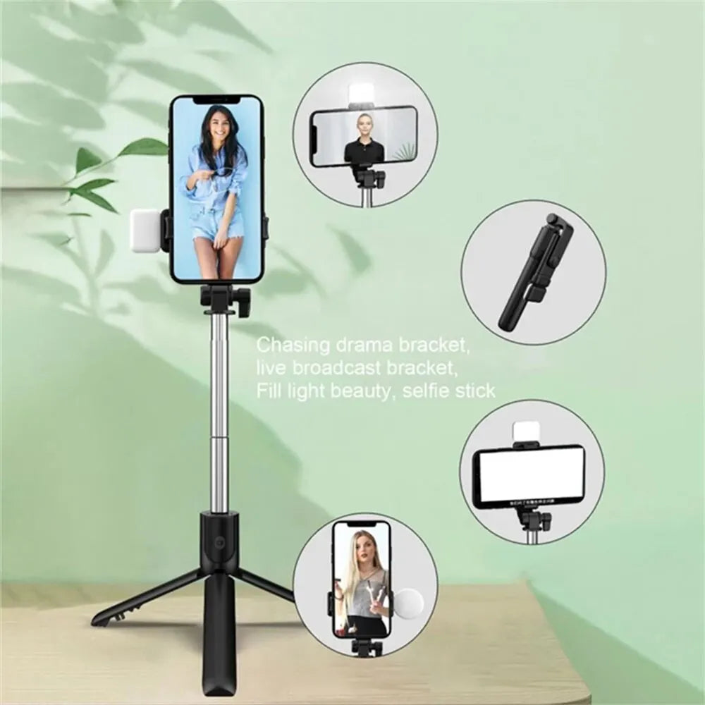 Selfie stick trípode Bluetooth con control remoto y luz