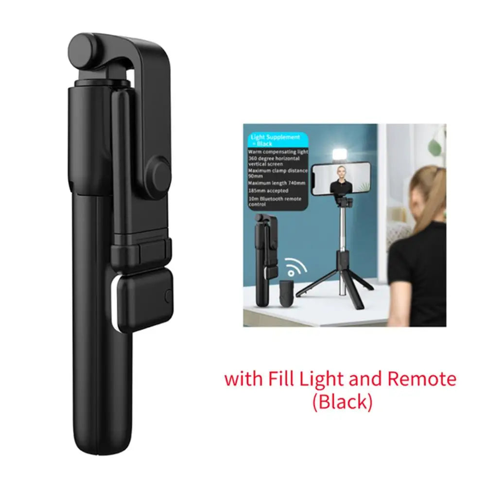 Selfie stick trípode Bluetooth con control remoto y luz