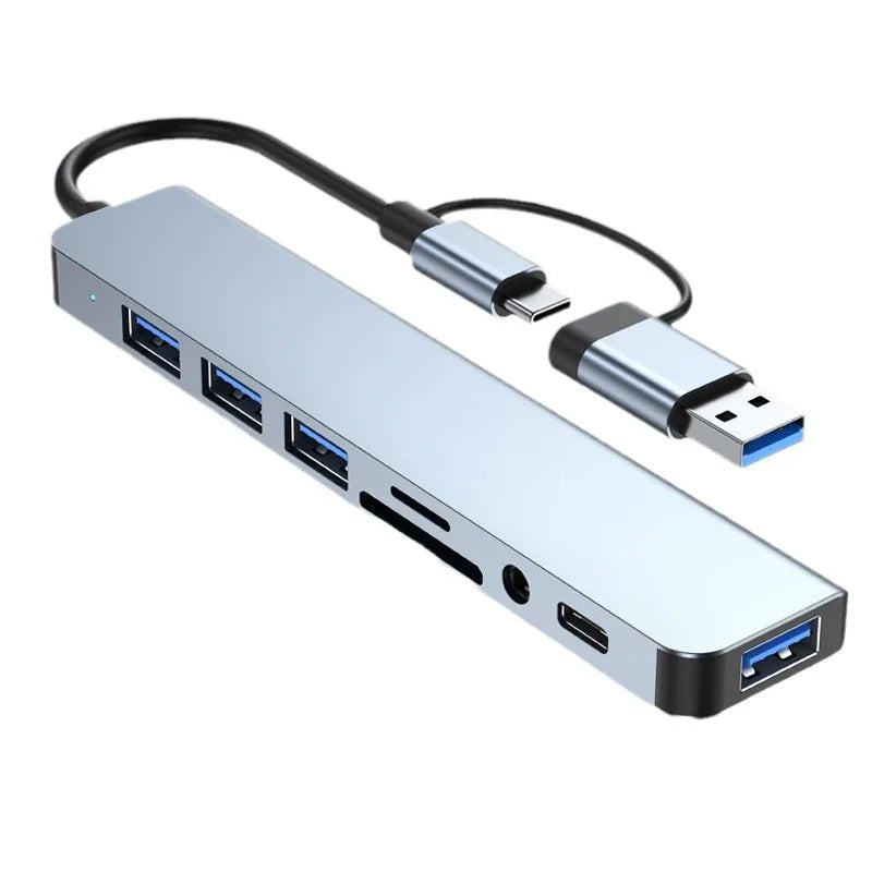 Hub USB-C 8 en 2 con lector SD y salida de audio