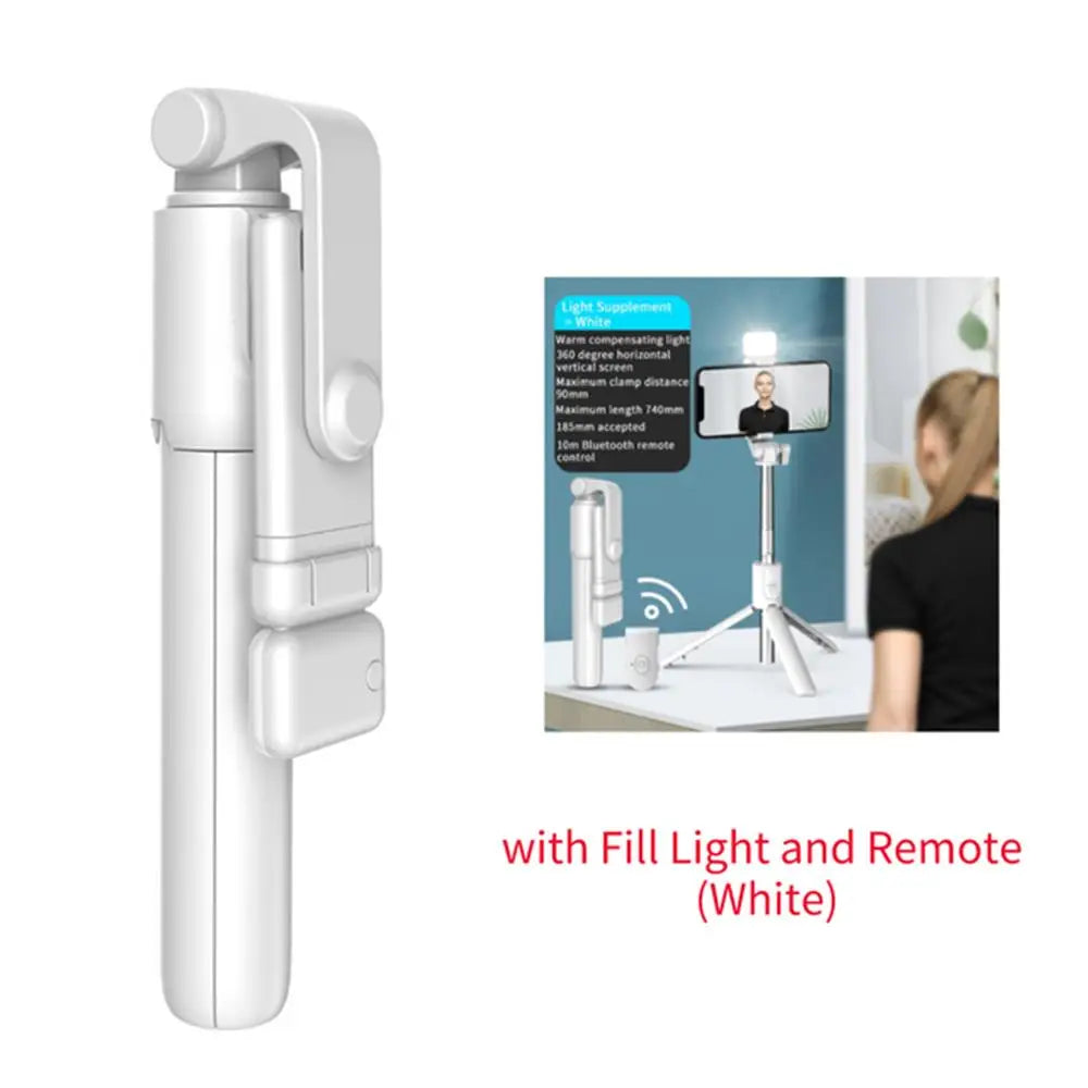 Selfie stick trípode Bluetooth con control remoto y luz
