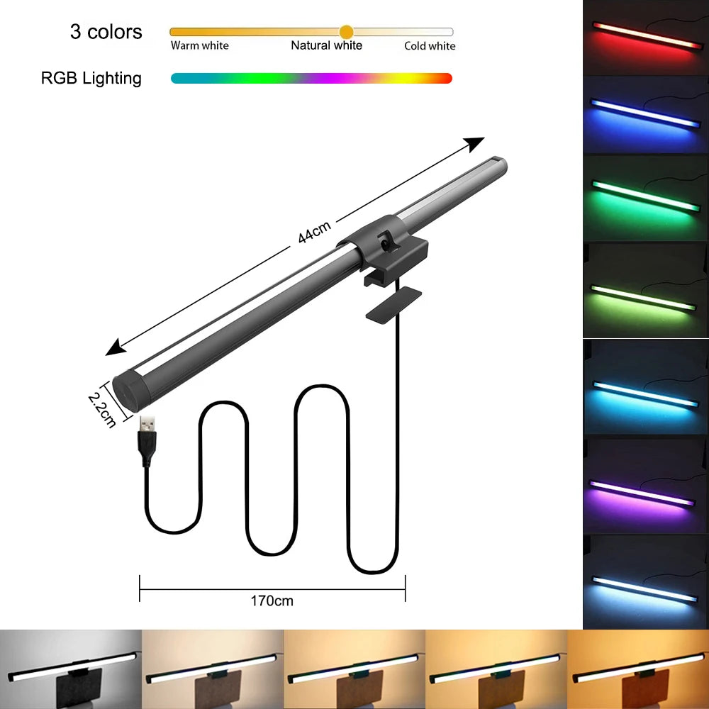 Barra de luz RGB para monitor (ambiente gamer, regulable)