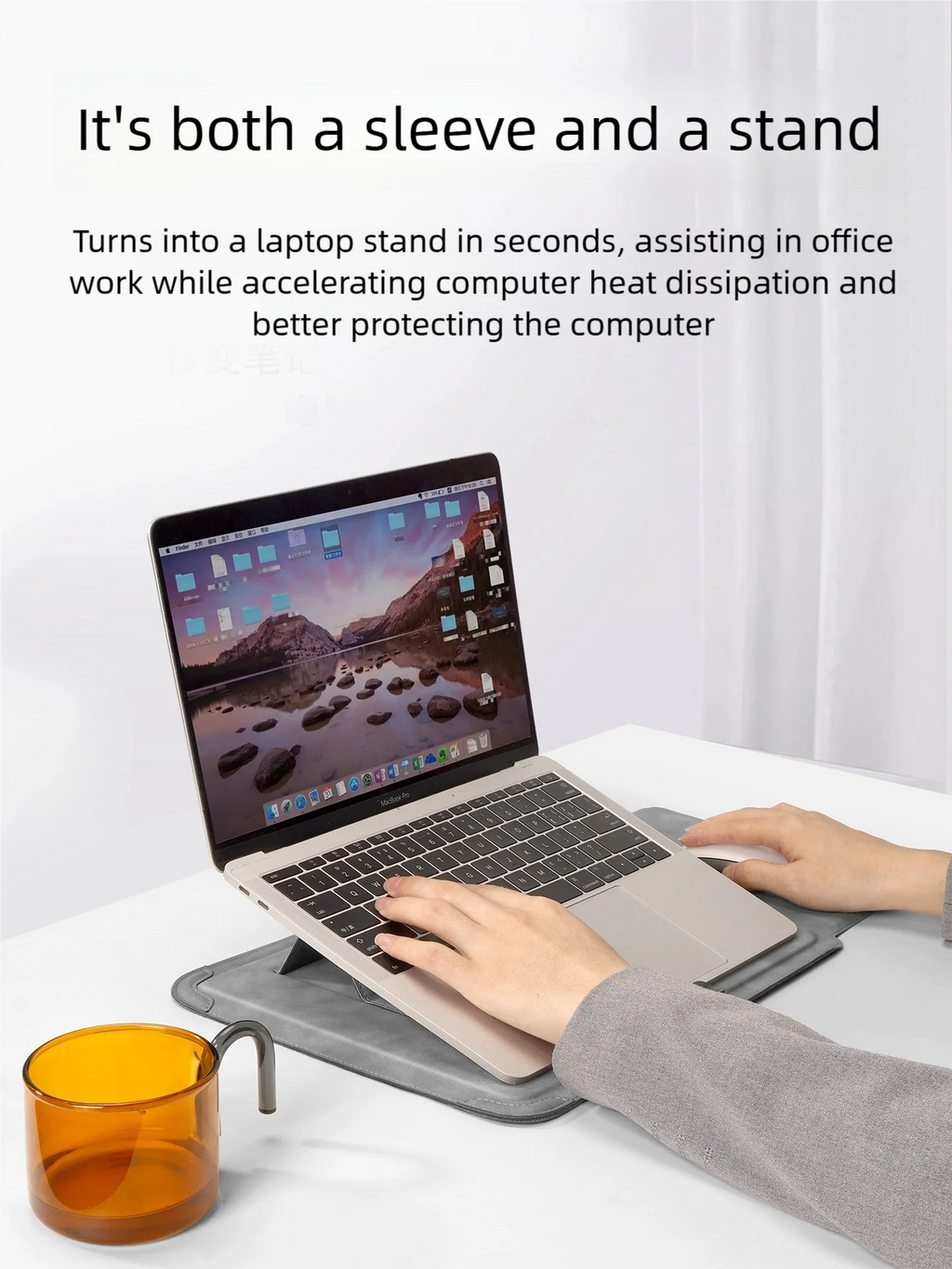 Funda para laptop con soporte y bolsillo (13" a 16")