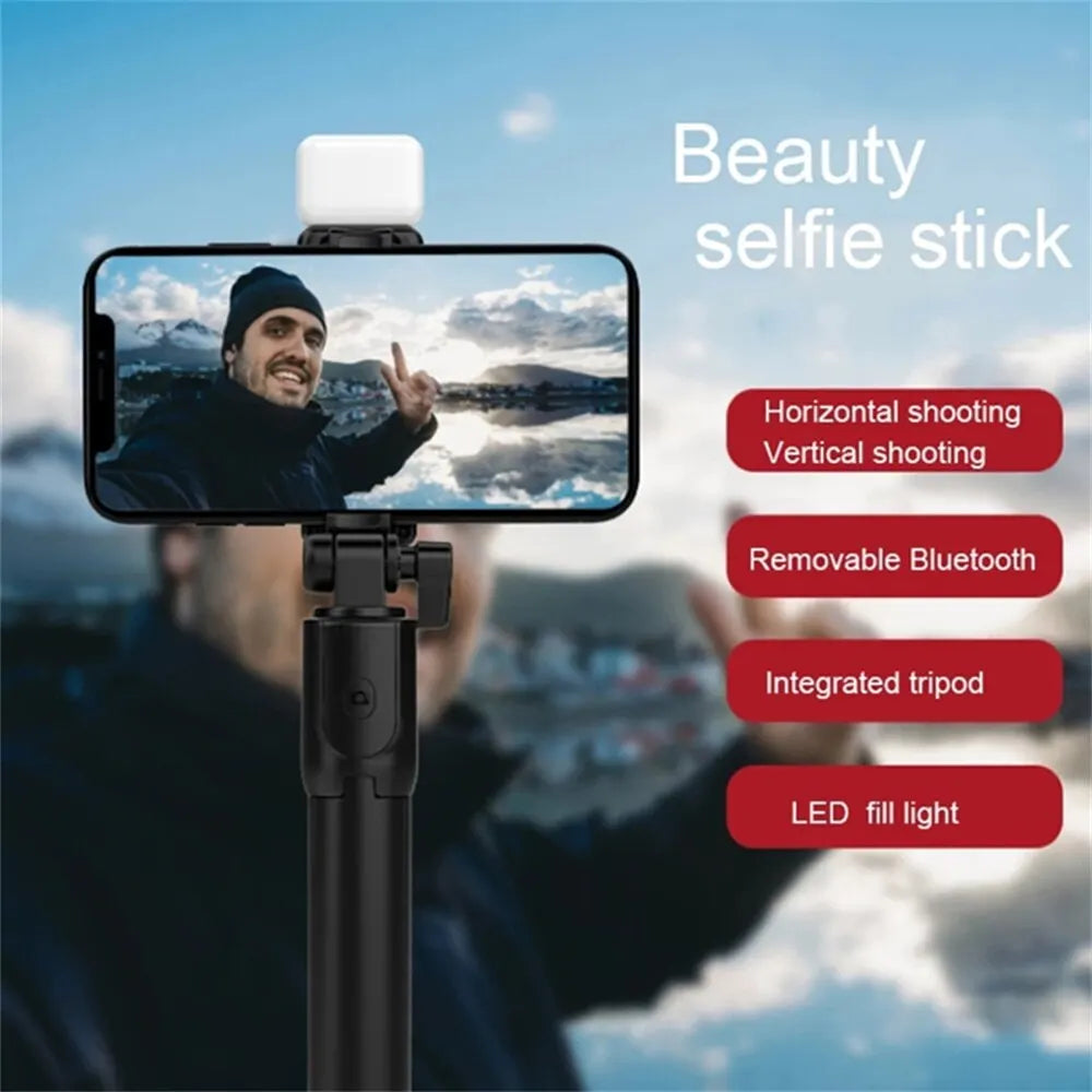 Selfie stick trípode Bluetooth con control remoto y luz
