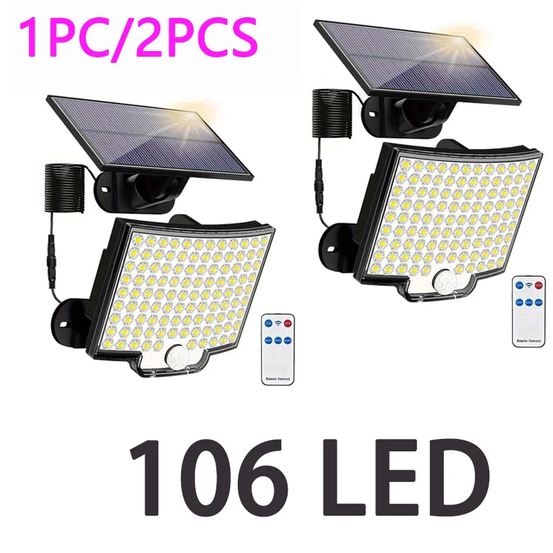 Reflector solar 106 LED con sensor de movimiento y control (exterior)